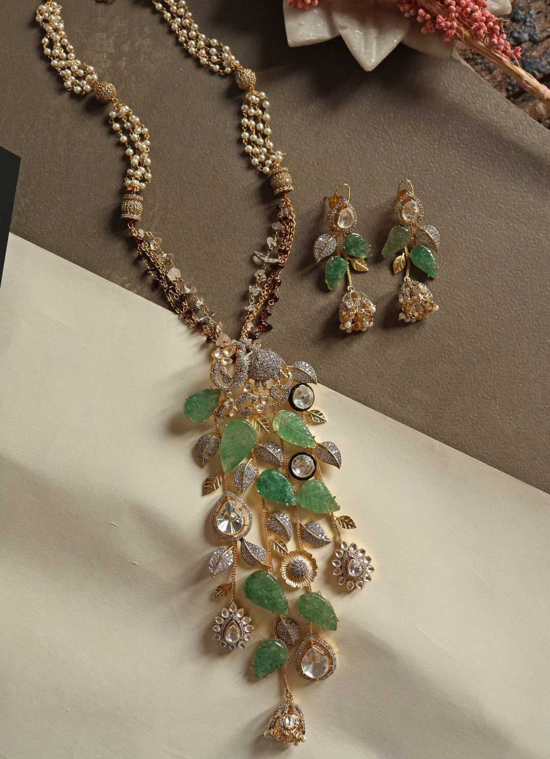Do Taara Mint Green Polki Necklace SetFabilicious Fashion