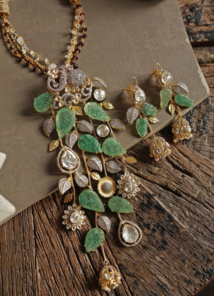Do Taara Mint Green Polki Necklace SetFabilicious Fashion