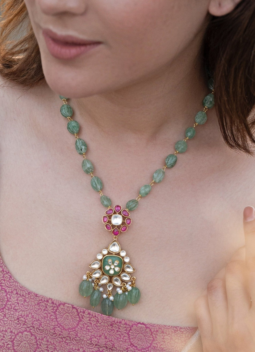 Do Taara Mint Green Polki Necklace SetFabilicious Fashion