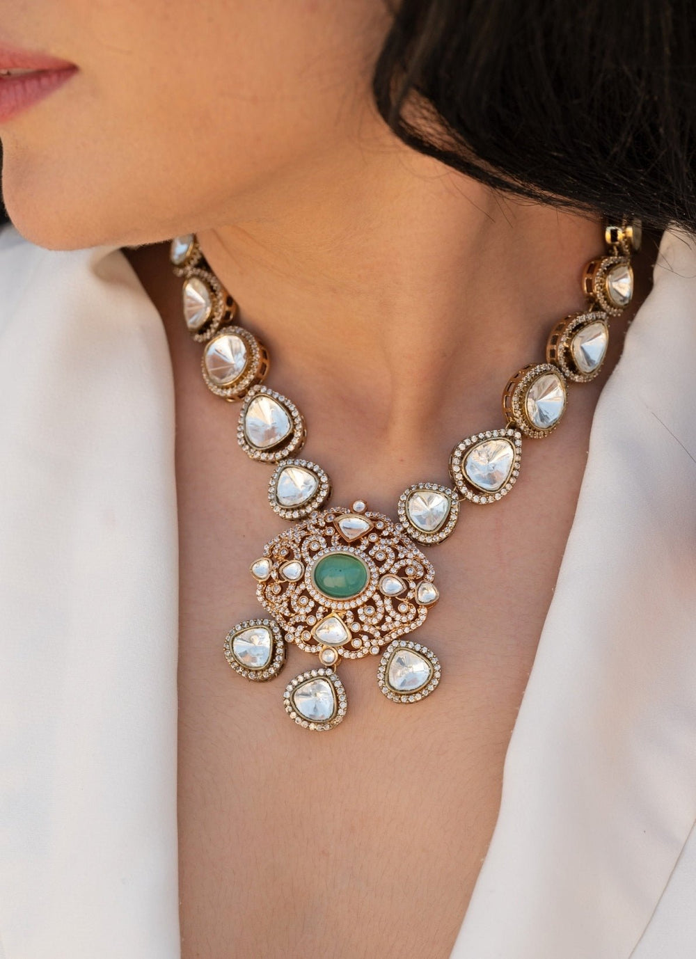 Do Taara Mint Green Polki NecklaceFabilicious Fashion