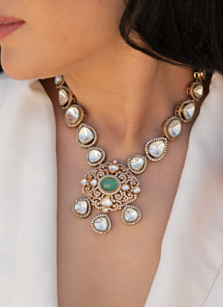 Do Taara Mint Green Polki NecklaceFabilicious Fashion