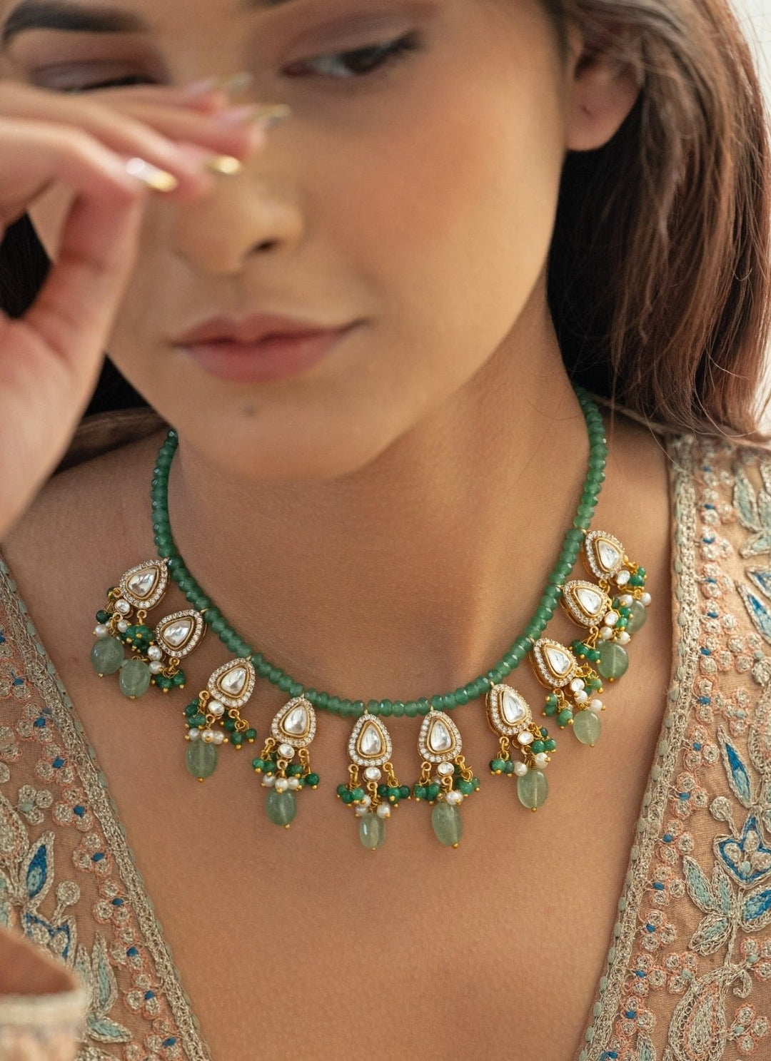 Do Taara Mint Green Polki NecklaceFabilicious Fashion