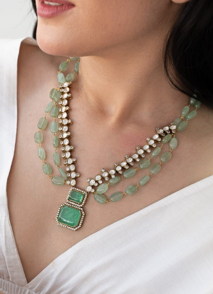 Do Taara Mint Green Polki NecklaceFabilicious Fashion