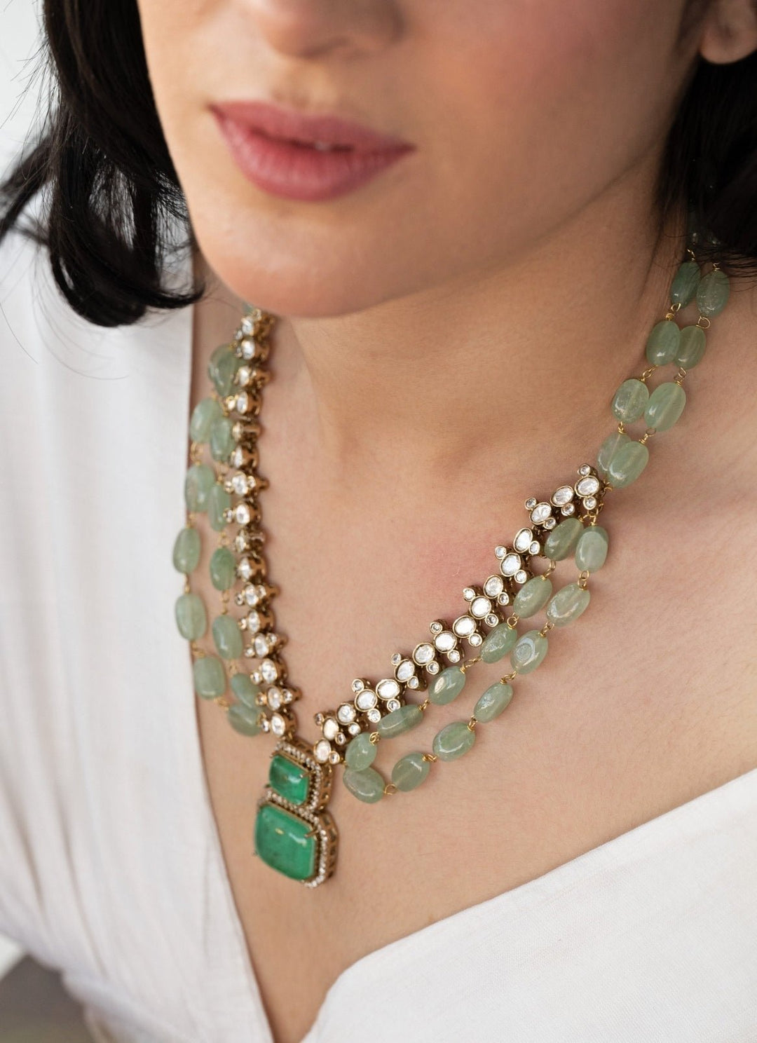 Do Taara Mint Green Polki NecklaceFabilicious Fashion