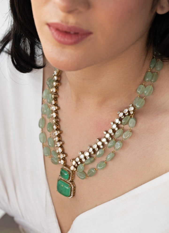Do Taara Mint Green Polki NecklaceFabilicious Fashion
