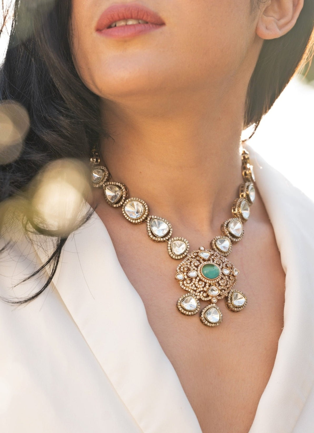 Do Taara Mint Green Polki NecklaceFabilicious Fashion