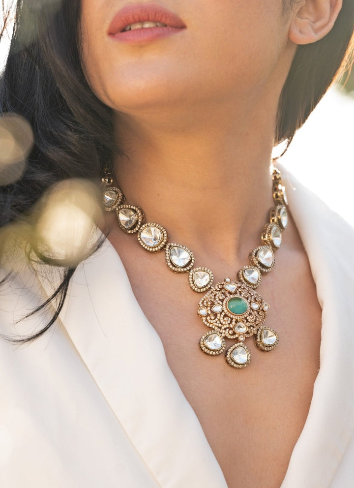 Do Taara Mint Green Polki NecklaceFabilicious Fashion