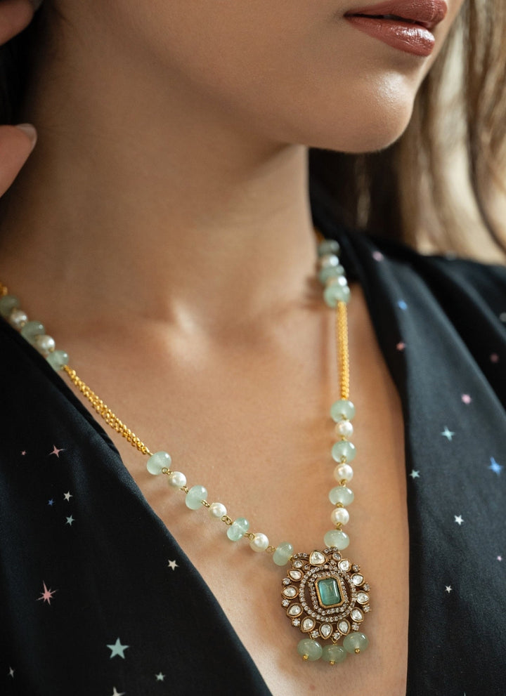 Do Taara Mint Green Polki Pendant NecklaceFabilicious Fashion
