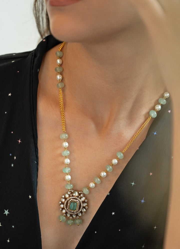 Do Taara Mint Green Polki Pendant NecklaceFabilicious Fashion