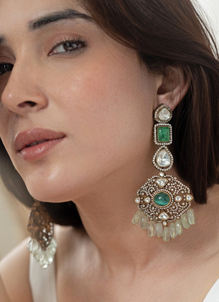 Do Taara Mint Green Victorian Polki EarringsFabilicious Fashion