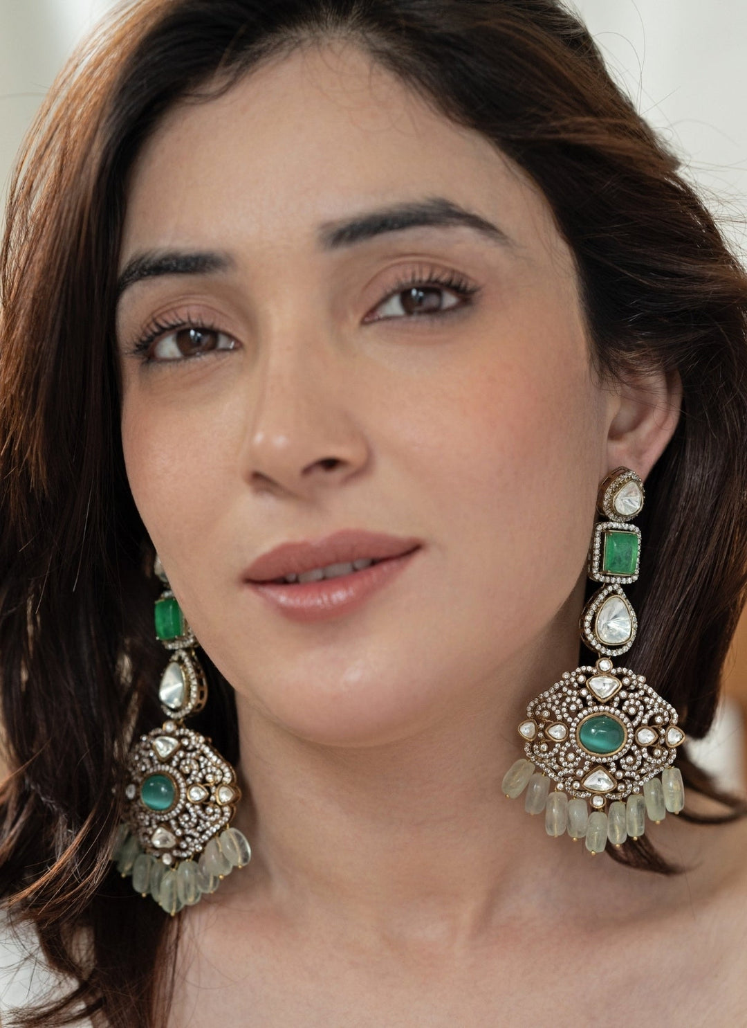 Do Taara Mint Green Victorian Polki EarringsFabilicious Fashion