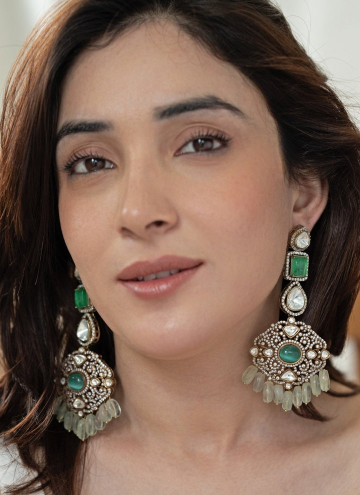 Do Taara Mint Green Victorian Polki EarringsFabilicious Fashion