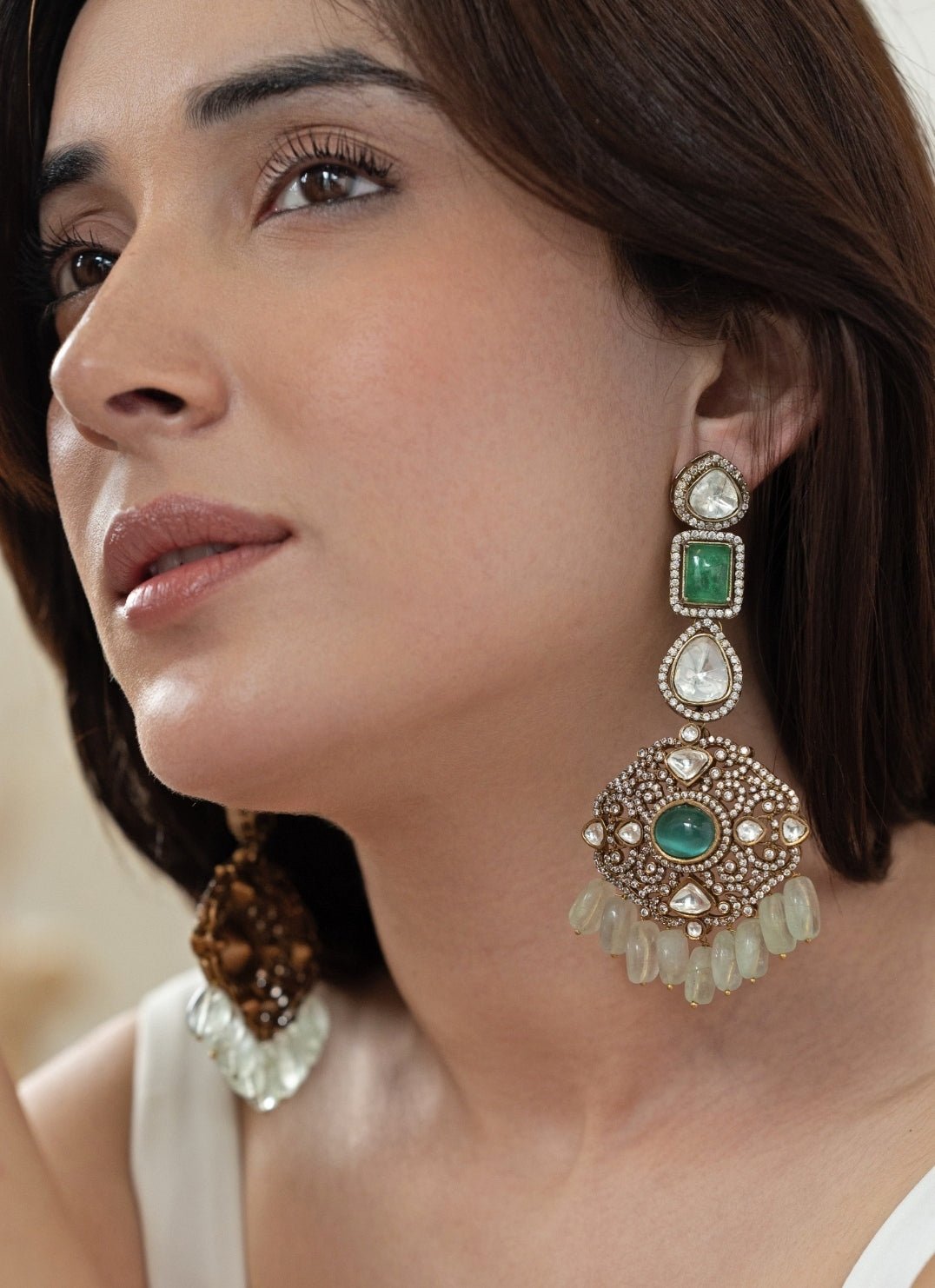 Do Taara Mint Green Victorian Polki EarringsFabilicious Fashion