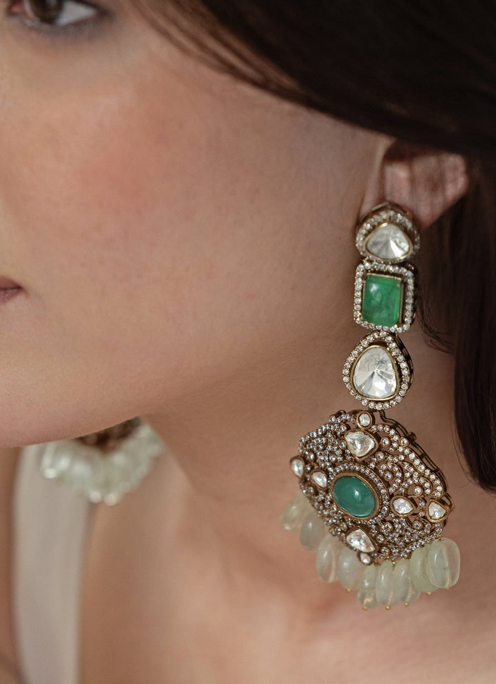 Do Taara Mint Green Victorian Polki EarringsFabilicious Fashion