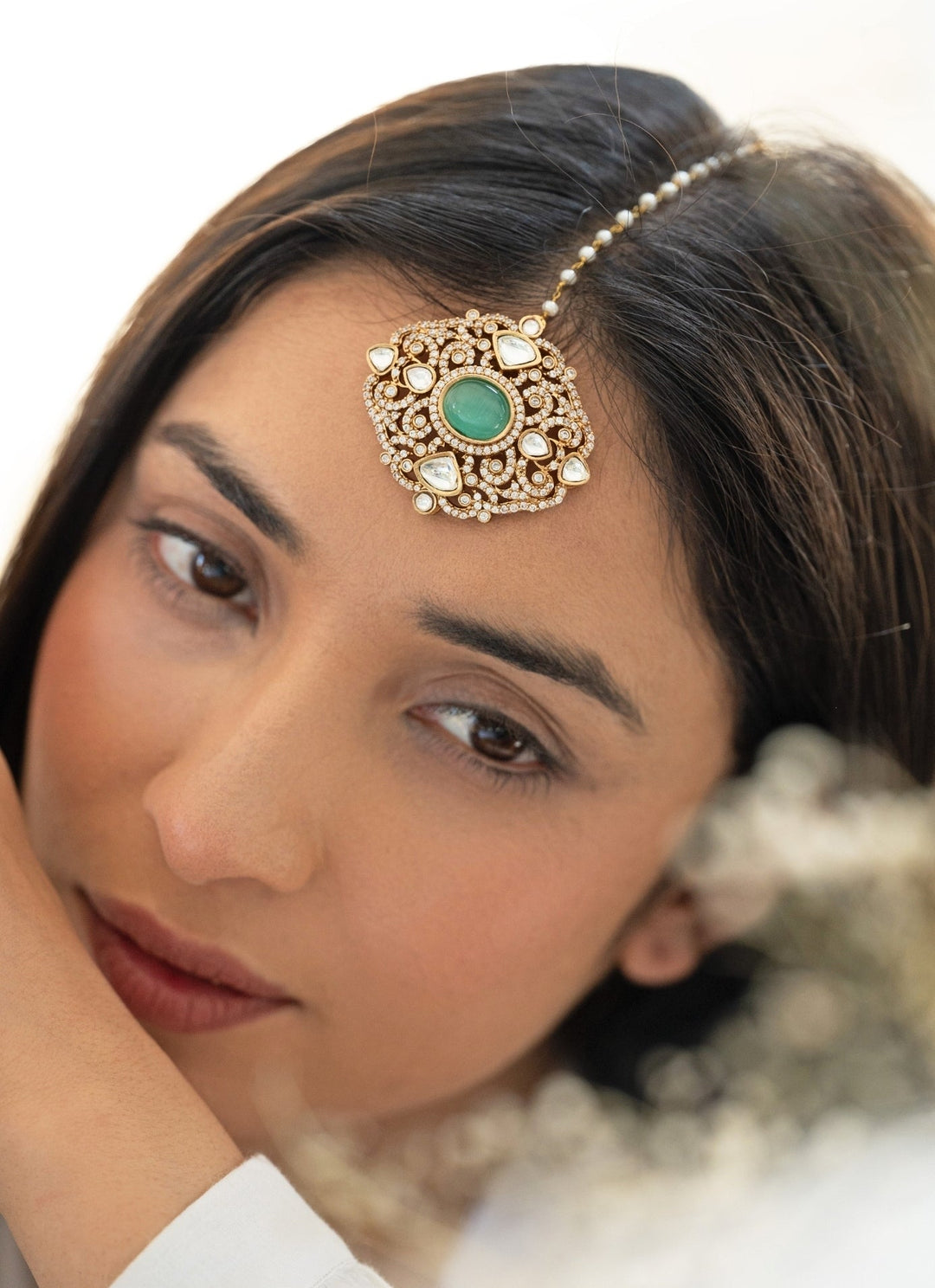 Do Taara Mint Green Victorian Polki MaangtikkaFabilicious Fashion