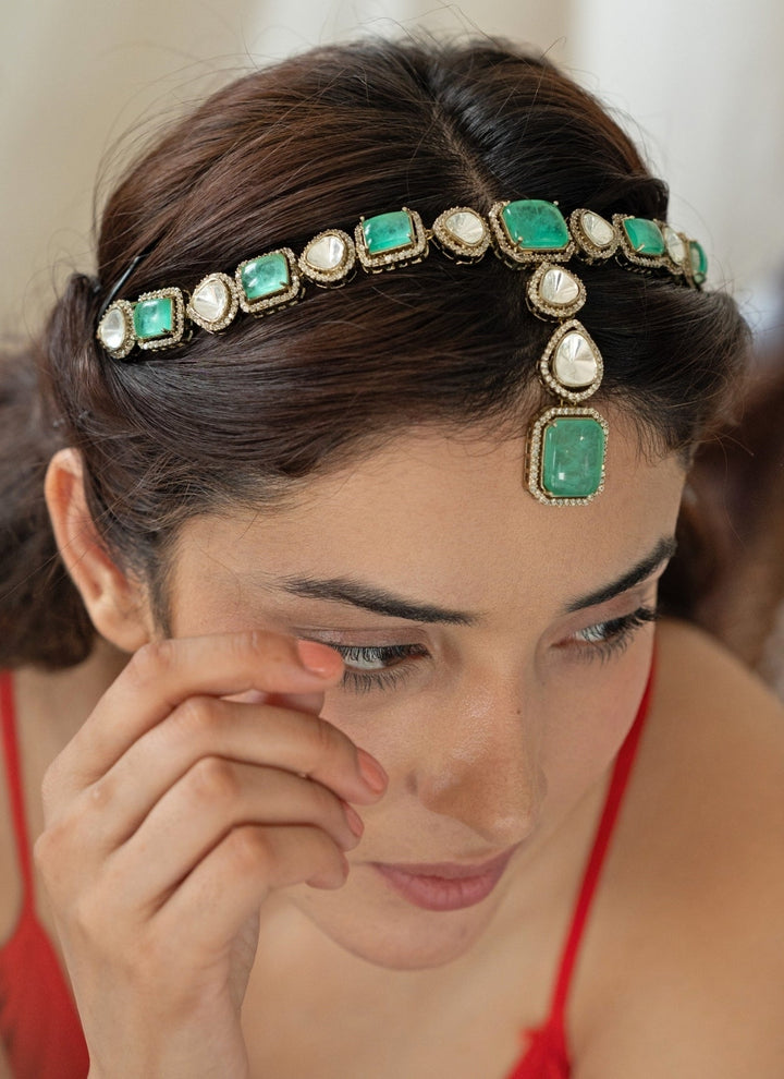 Do Taara Mint Green Victorian Polki MathapattiFabilicious Fashion