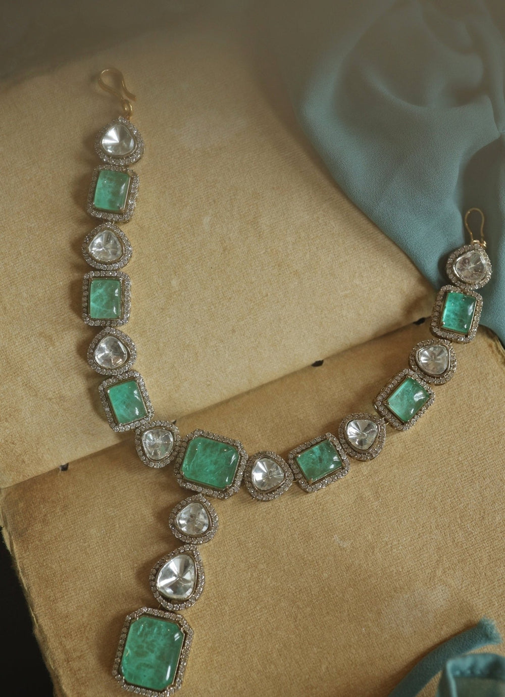Do Taara Mint Green Victorian Polki MathapattiFabilicious Fashion