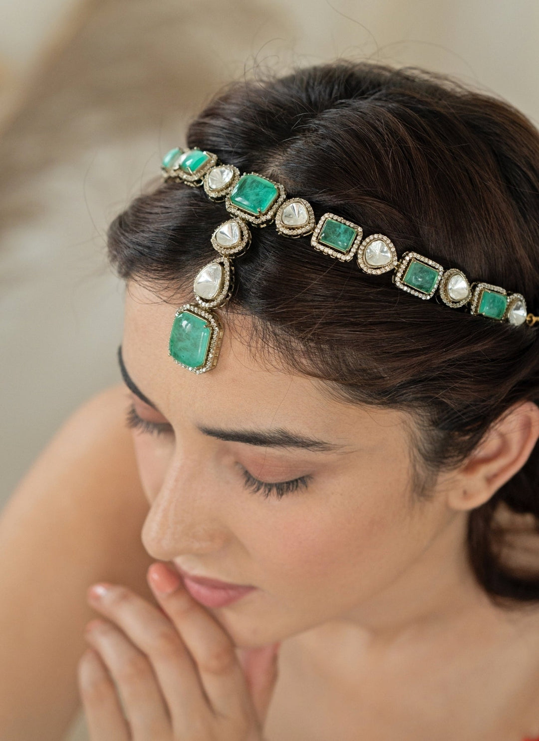 Do Taara Mint Green Victorian Polki MathapattiFabilicious Fashion