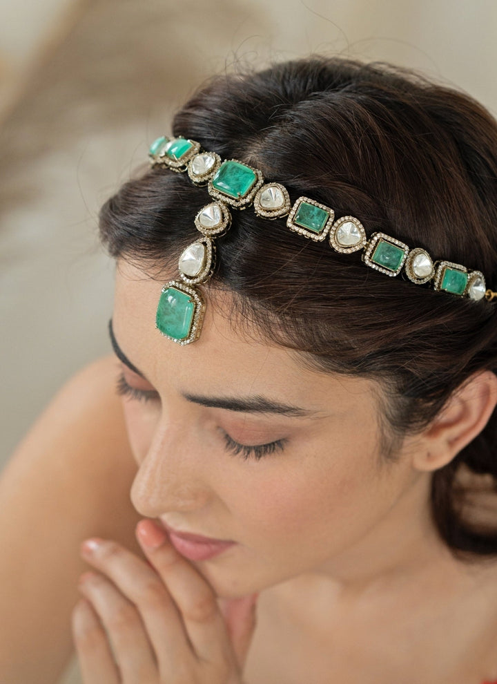 Do Taara Mint Green Victorian Polki MathapattiFabilicious Fashion