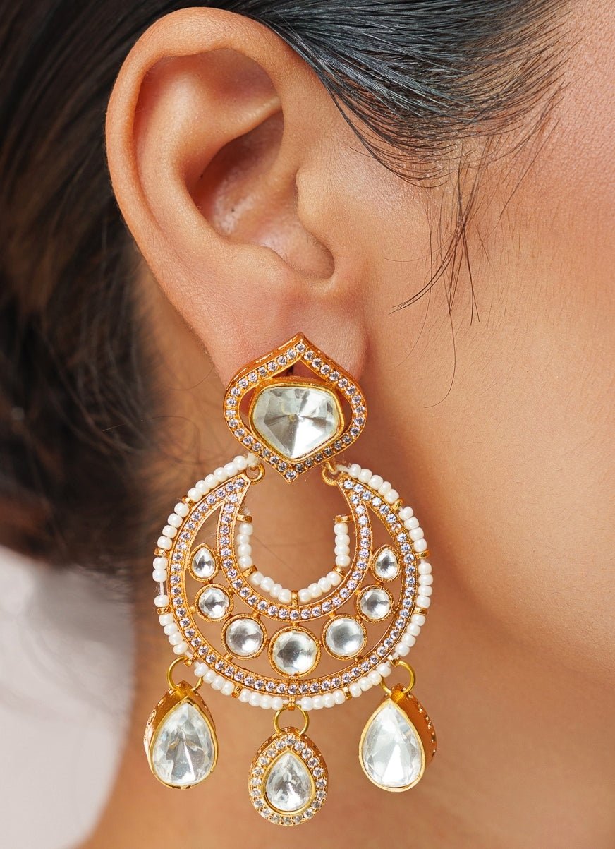 Moissanite And Polki Gold Choker Set Zevar by Geeta - Fabilicious Fashion