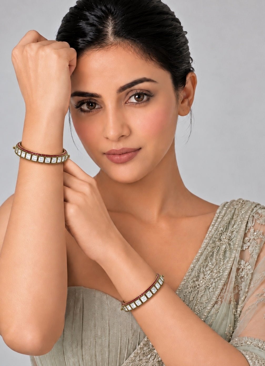 Vivinia By Vidhi Mehra Moissanite Polki Bangle SetFabilicious Fashion