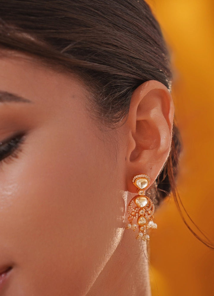 Moissanite Stone Gold Necklace Set Zevar by Geeta - Fabilicious Fashion