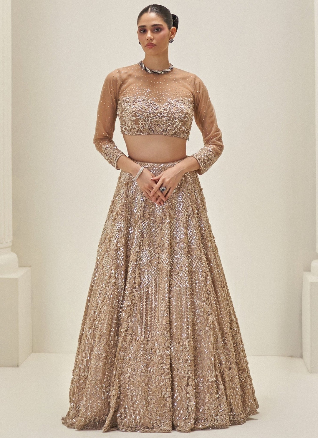 Molten Gold Embroidered Lehenga Set Angad Singh - Fabilicious Fashion