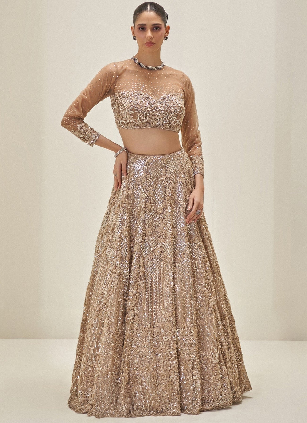 Molten Gold Embroidered Lehenga Set Angad Singh - Fabilicious Fashion