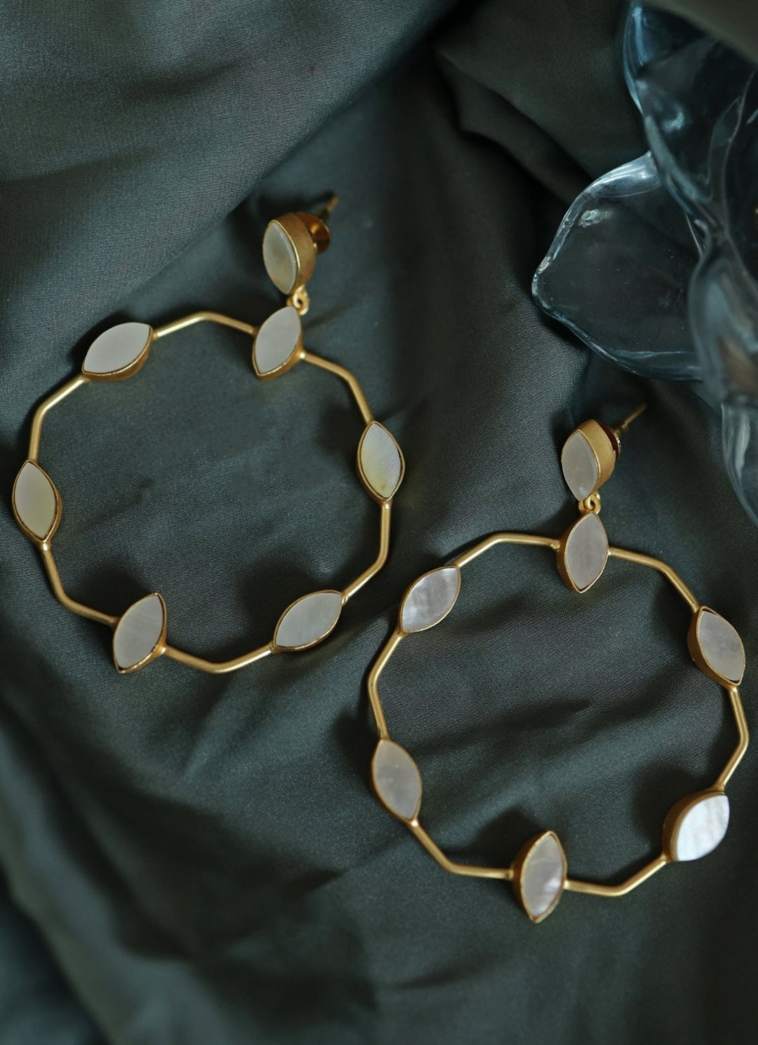 Do Taara Mother Of Pearl Gold Hoop EarringsFabilicious Fashion