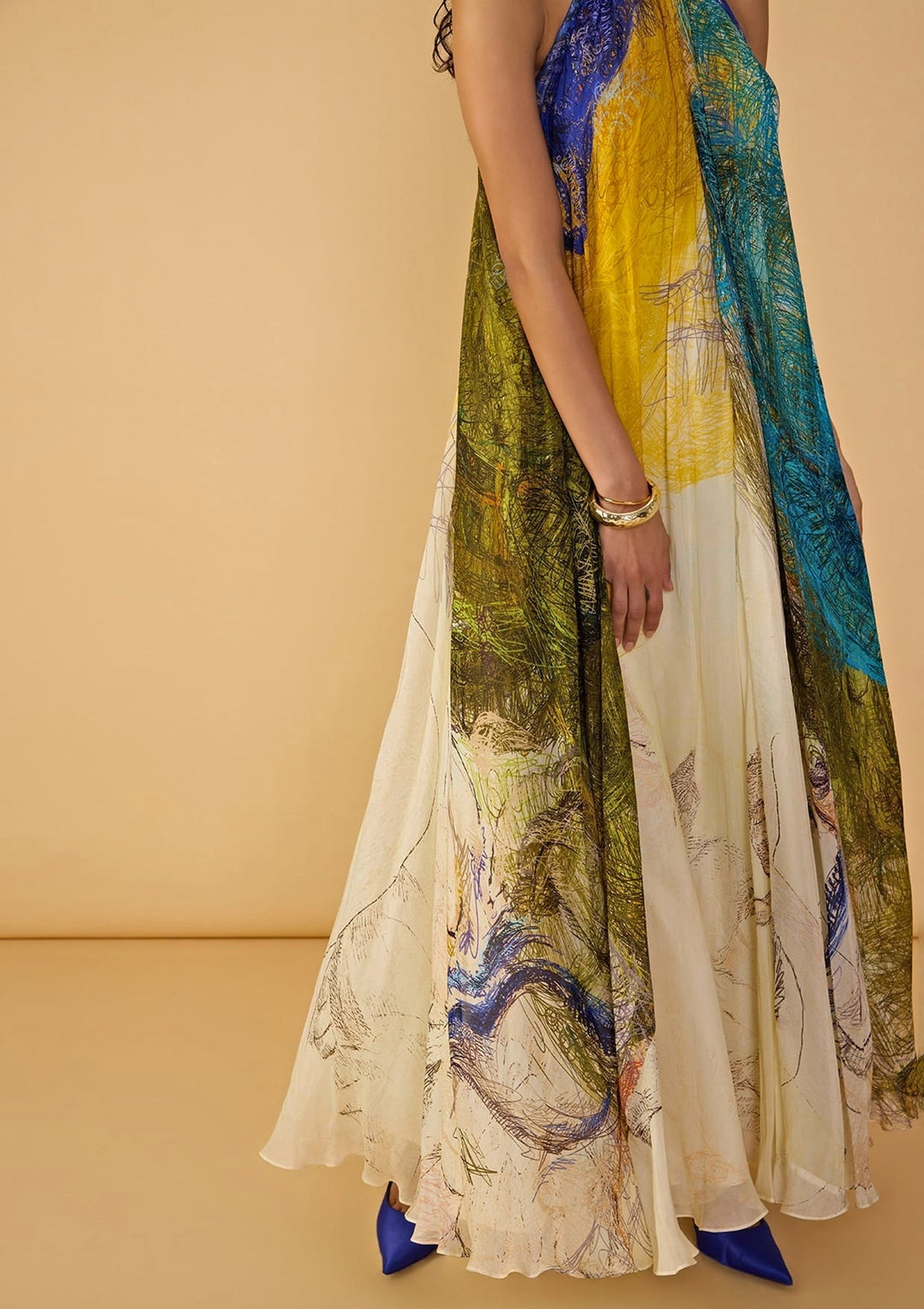 Multi Chiffon Printed Maxi Dress Saaksha &amp; Kinni - Fabilicious Fashion