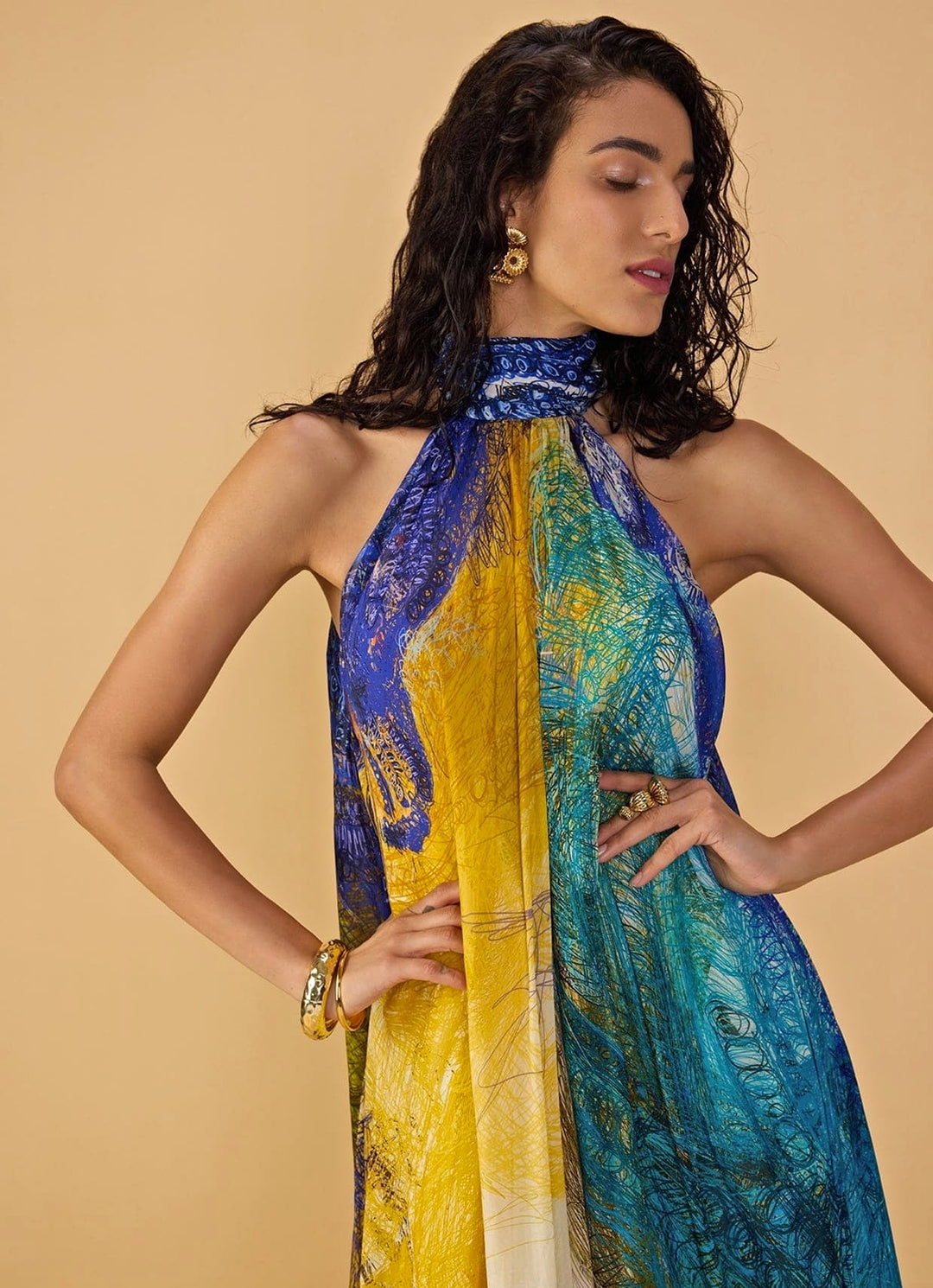 Multi Chiffon Printed Maxi Dress Saaksha &amp; Kinni - Fabilicious Fashion
