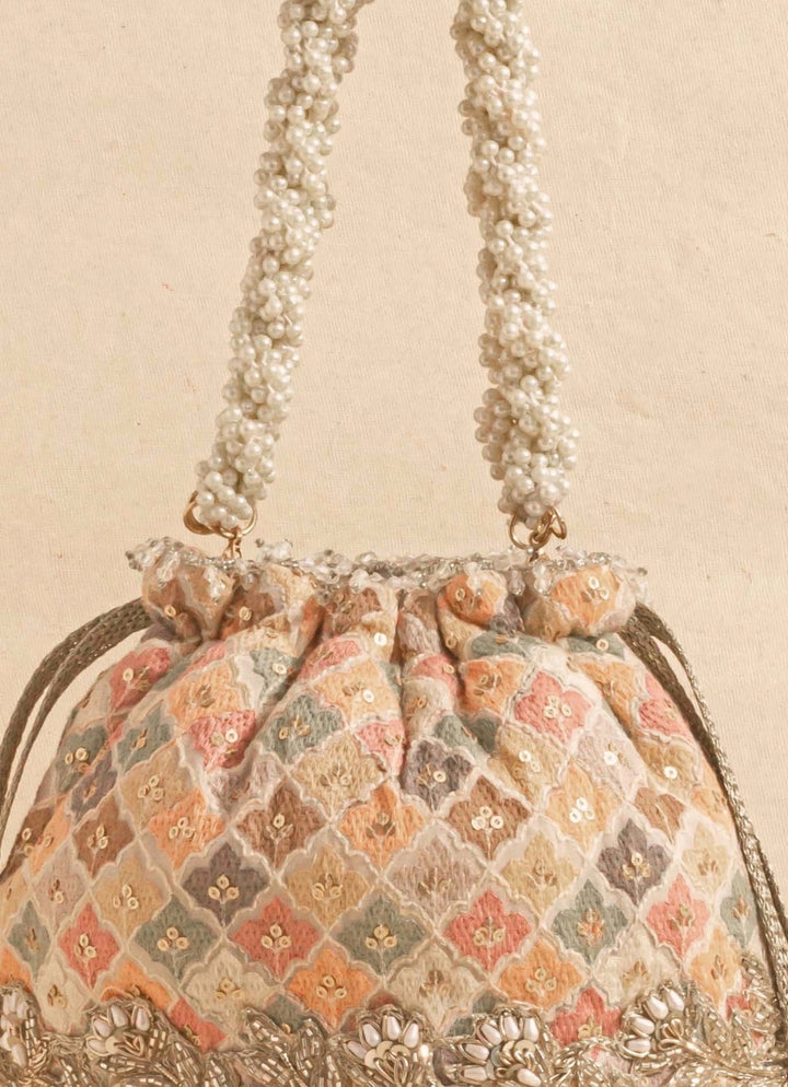 Multi Color Embroidered Bucket Bag AMYRA - Fabilicious Fashion
