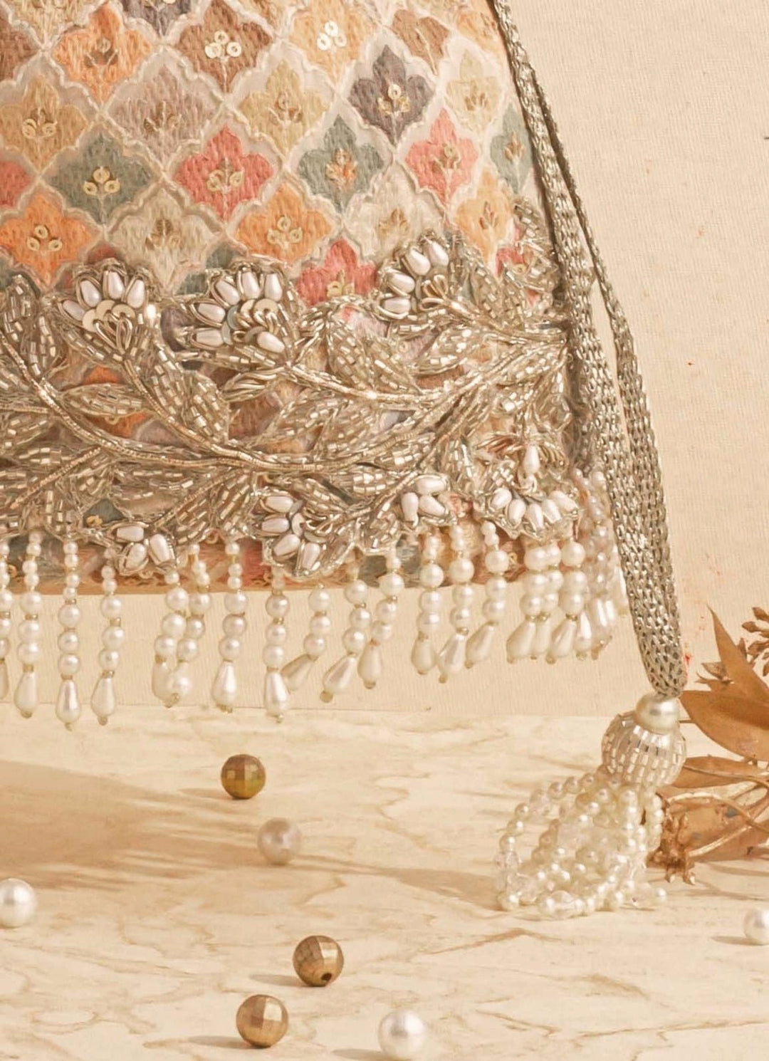 Multi Color Embroidered Bucket Bag AMYRA - Fabilicious Fashion