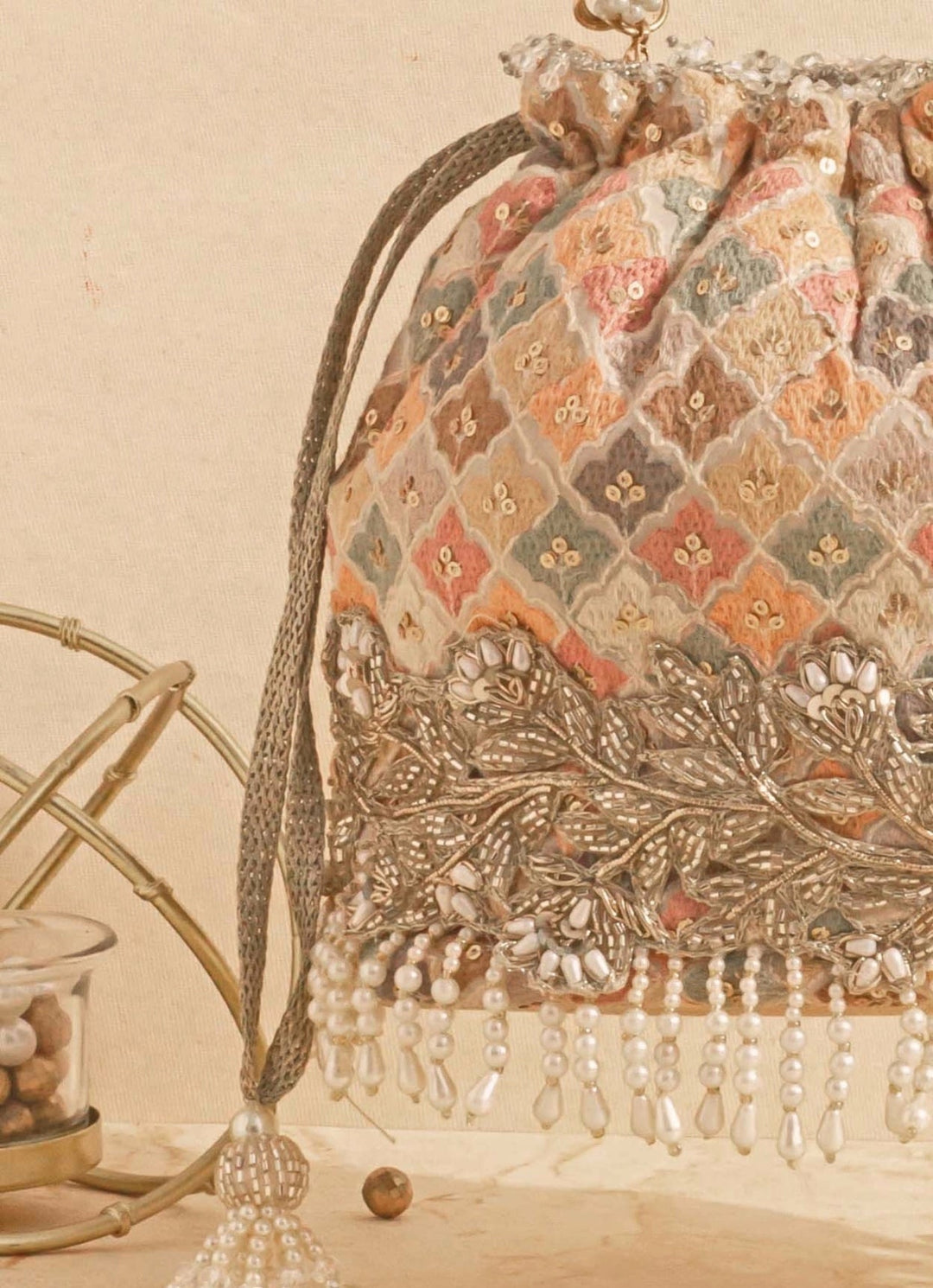 Multi Color Embroidered Bucket Bag AMYRA - Fabilicious Fashion