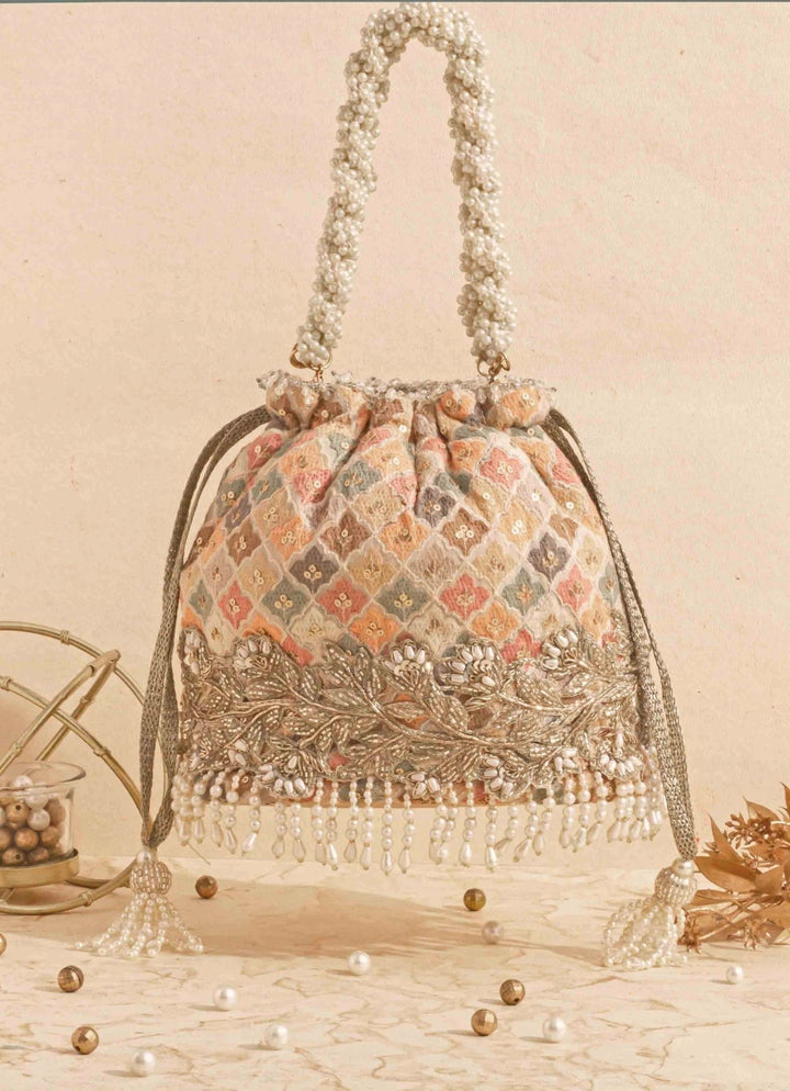 Multi Color Embroidered Bucket Bag AMYRA - Fabilicious Fashion