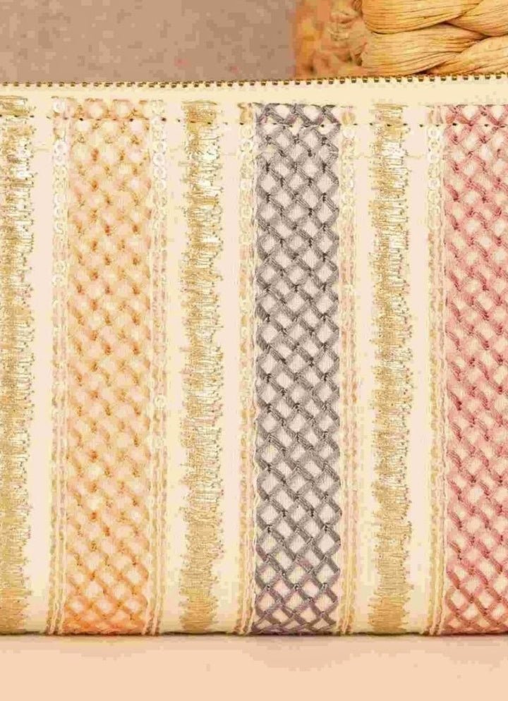 Multi Color Embroidered Zip Wallet AMYRA - Fabilicious Fashion