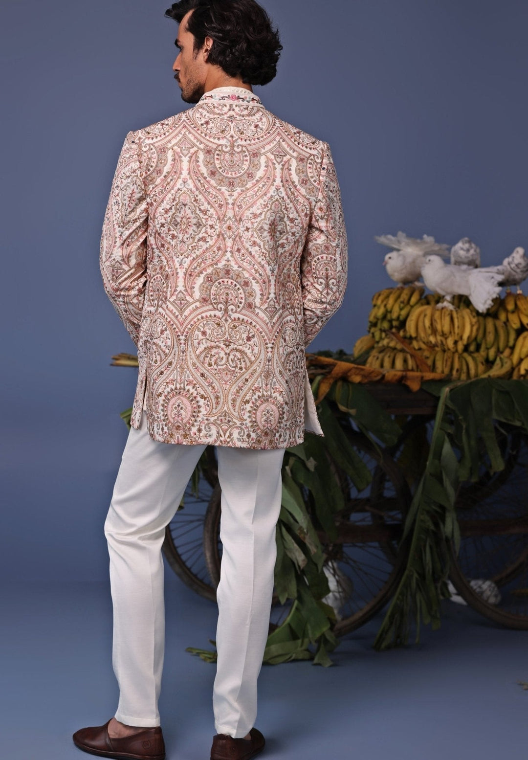 Multi Color Mirror Embroidered Jodhpuri Jacket Pant Set Kalpraag - Fabilicious Fashion