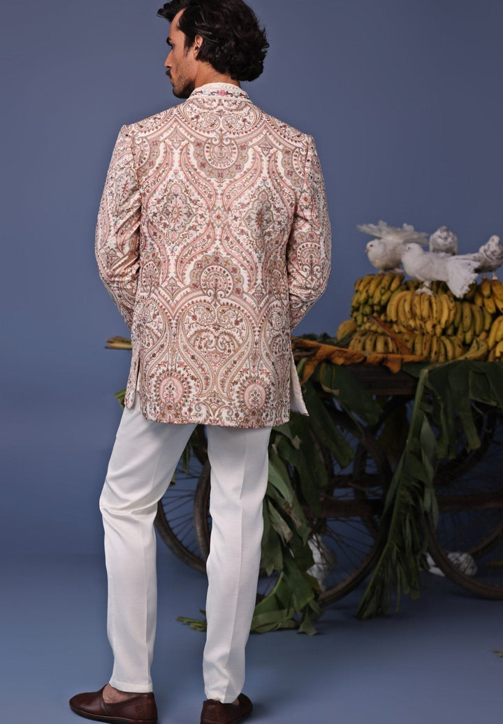 Multi Color Mirror Embroidered Jodhpuri Jacket Pant Set Kalpraag - Fabilicious Fashion