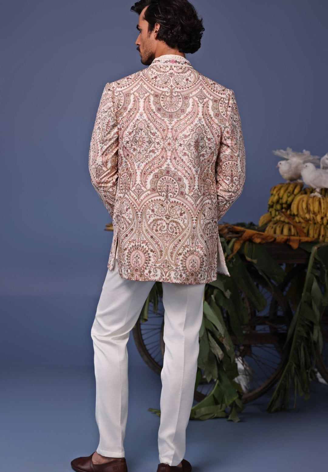 Multi Color Mirror Embroidered Jodhpuri Jacket Pant Set Kalpraag - Fabilicious Fashion