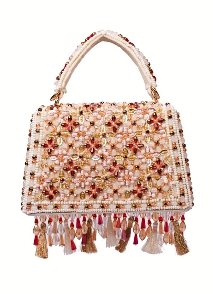 Multi Color Suede Embellished Box Bag House of Kosha - Fabilicious Fashion