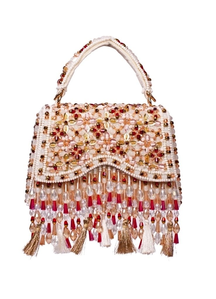 Multi Color Suede Embellished Box Bag House of Kosha - Fabilicious Fashion