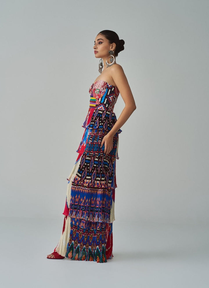 Multi Colour Abstract Print Dress Saaksha & Kinni - Fabilicious Fashion