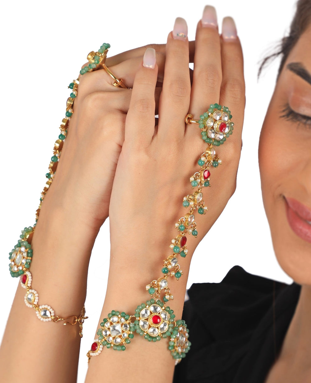 Multi - Colour Beaded Floral Hathphool Riana by Shikha Jindal - Fabilicious Fashion