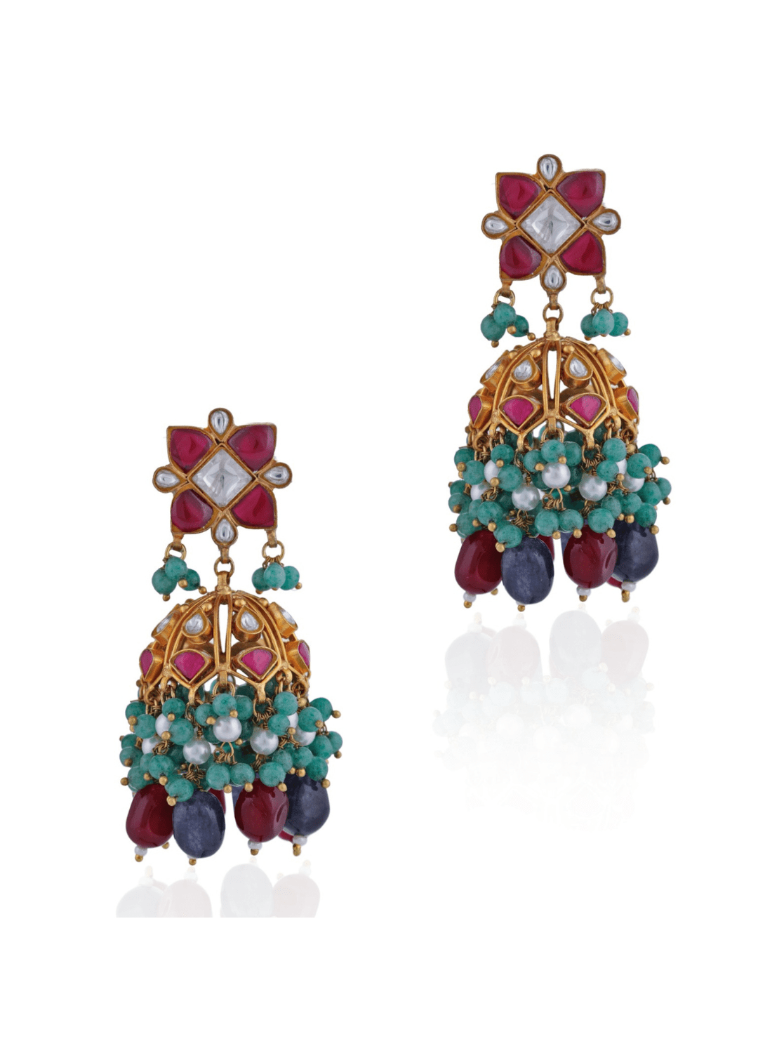 Multi Colour Beaded Floral Jhumkas Riana by Shikha Jindal - Fabilicious Fashion