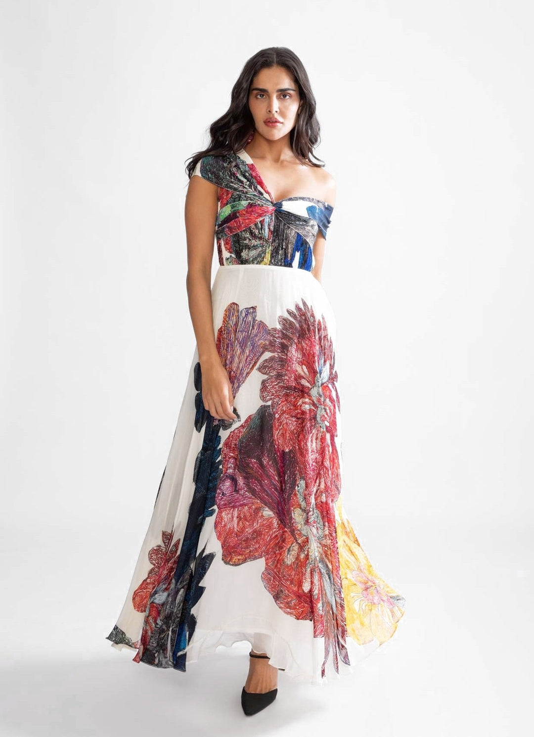 Multi Colour Daisy Print Dress Saaksha & Kinni - Fabilicious Fashion