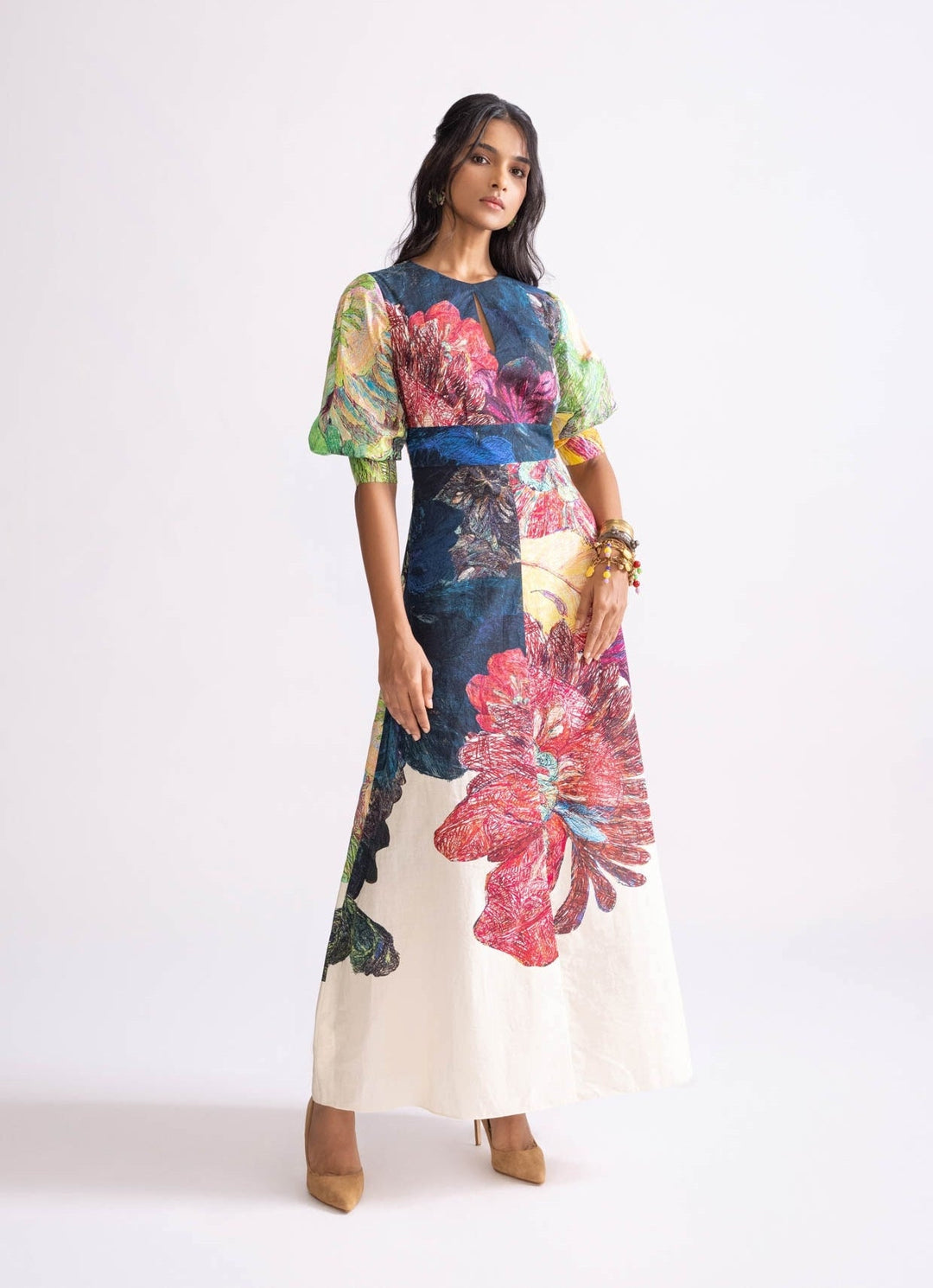 Multi Colour Daisy Print Dress Saaksha & Kinni - Fabilicious Fashion