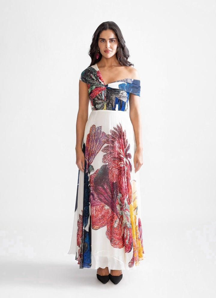 Multi Colour Daisy Print Dress Saaksha & Kinni - Fabilicious Fashion