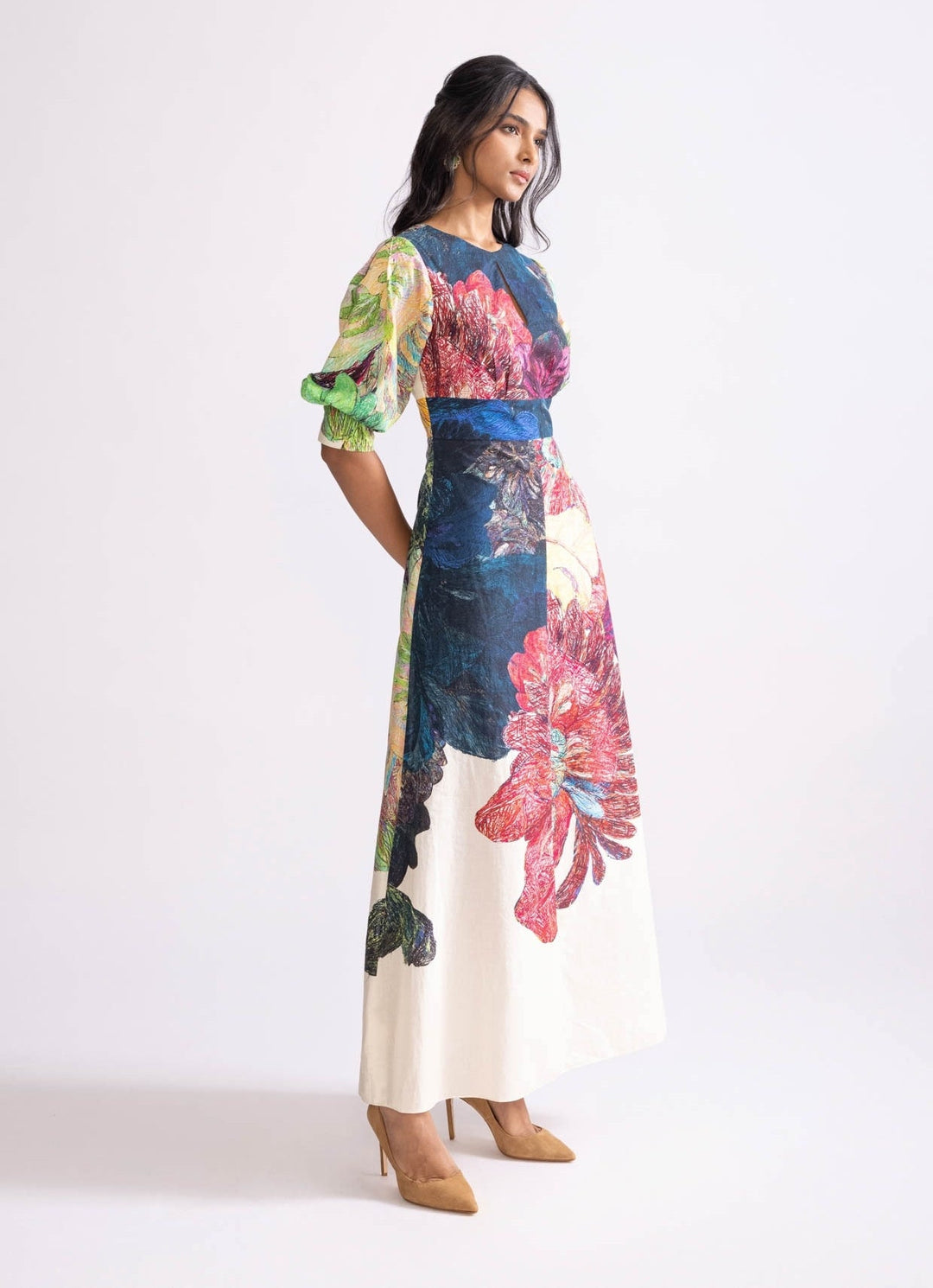 Multi Colour Daisy Print Dress Saaksha & Kinni - Fabilicious Fashion
