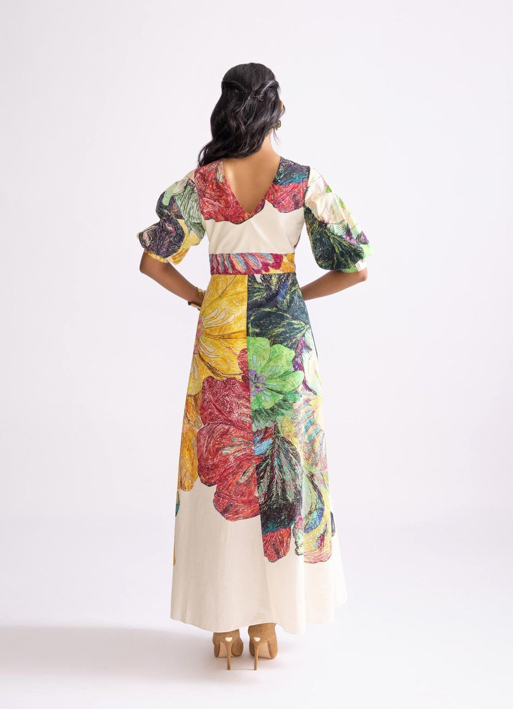 Multi Colour Daisy Print Dress Saaksha & Kinni - Fabilicious Fashion