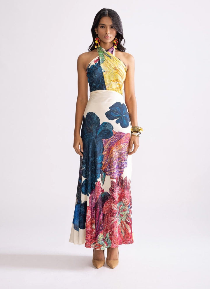 Multi Colour Daisy Print Dress Saaksha & Kinni - Fabilicious Fashion